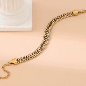 Gold Crystal Chain Bracelet Stainless Steel